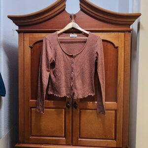 Gilli Rust Ribbed Knit Top